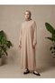 Piped Piqué Dress—Beige - 2