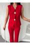Women's Biscuit-Buttoned Vest and Pants Set—2-Piece Stylish Set, Modern Design - 7