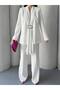 Women's Shawl-Detail Jacket and Pants Set—Long-Tie-Detail, Stylish Two-Piece Set - 3