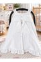 Winter-Weight Piqué Fabric White Stroller Cover with Bow Detail and Ruffle Detail