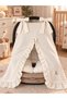4-Layer Muslin Stroller Cover and Stroller Cushion 2-Piece Set 110x80 cm | Ecru Ruffed Baby Carrier Set - 5