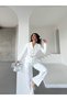 Women's Gold-Buttoned Belted Jacket and Pants Set with Pocket Detail—Stylish Two-Piece Set - 4