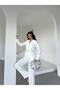 Women's Gold-Buttoned Belted Jacket and Pants Set with Pocket Detail—Stylish Two-Piece Set - 3