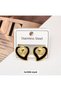 STEEL EARRINGS—HEART-SHAPED, BLACK WITH GOLD DETAILS - 2