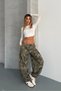 Women's Camouflage Print Cargo Pocket Balloon Pants, 100% Cotton - 5