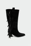 Dietra Tasseled Fringe-Detail Square-Toe Boots with Thick Heel - 4
