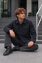 Men's Double-Breasted, Jacket made from thick fabric in charcoal grey, with two chest pockets - 3