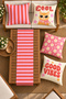 Pink 4-Piece Cushion Cover and Table Runner Set with "Cool Cat" and "Good Vibes" Patterns – 43x43 cm, Reversible, Invisible Zipper, 40x140 cm Table Runner - 2
