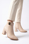 Women's Mid-Heel Zip-Up Boots PC-54975 Beige - 3