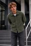 Men's Relaxed-Fit Melton Wool Blend Button-Up Premium Khaki Jacket - 2