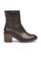 Women's Thick Heel Zip-Up Boots 224572 Coffee-Leather - 2