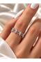 Minimalist Women's Ring with Twisted Chain Motif and Zircon Stones—Stylish Design with a Steel-Like Finish - 4