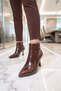 Women's Stiletto Heel Zip-Up Boots, 448237, Coffee-Colored Crocodile Print