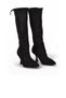 Women's Mid-Heel Zipper Boots 459216 Black Suede