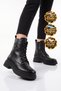Women's Zip-Up Boots 238075 Black Leather - 3
