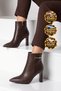 Women's Stiletto Heel Zip-Up Boots 665192 Brown - 3