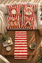 New Year's Carousel and Christmas Decorations Patterned 4-Piece Cushion Cover and Table Runner Set – 43x43 cm, 40x140 cm, Reversible, Invisible Zipper