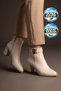 Women's Mid-Heel Zip-Up Boots PC-54975 Beige