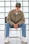 Men’s Shirt Collar Button-Front Beige Melton Jacket - 5