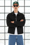 Men’s Shirt Collar Button-Front Black Melton Jacket - 6