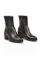Women's Thick Heel Zip-Up Boots, 224572, Black Leather - 4