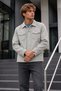 Men's Gray Jacket with Double Chest Pockets, Made of Thick Fabric - 2