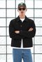 Men's Oversized Black Transitional Jacket with Pockets - 6