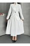 Women's Gold Button-Front Blazer and Long Skirt Set—Stylish Two-Piece Set with a Zipper Skirt - 6