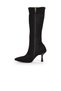 Women's Mid-Heel Zipper Boots 459216 Black Suede - 2