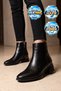 Women's High-Heeled Zip-Up Boots 458364 Black Leather