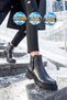 Women's Zip-Up Boots 351107 Black Leather