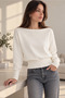 Women's Asymmetrical Corded Fabric Knit Sweater