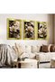Gold-Glitter Black-and-White Flower 3-Piece Plexiglass Mirrored Artwork