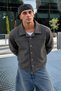 Men's Melton Shirt Collar Button-Up Jacket with Pockets for Everyday Wear - 2