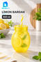Lemon-Printed Straw Cup, 650 ml, Plastic Beverage Cup with Lid - 2
