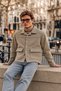 Men's Button-Front Melton Casual Beige Jacket - 2