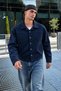 Men's Melton Shirt Collar Button-Up Jacket with Pockets for Everyday Wear - 3