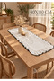 WHITE Table Runner WITH FRINGE, SMALL SIZE 40X110 CM WITH BLACK BORDER - 2