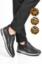 Men's Black Genuine Leather Casual Shoes with Side Elastic Bands 42170 - 3
