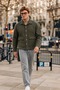 Men's Button-Front Melton Casual Khaki Jacket - 4