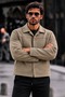 Men’s Shirt Collar, Buttoned, Pocketed Casual Transitional Jacket - 4