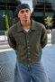Men's Melton Shirt Collar Button-Up Jacket with Pockets for Everyday Wear - 4