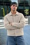 Men's Melton Shirt Collar Button-Up Jacket with Pockets for Everyday Wear - 5