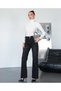 Women's Black Belted High-Waisted Flared Distressed Jeans - 8