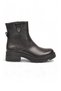 Women's Black Genuine Leather Zip-Up Boots with Fleece-Lined Insulation 212581-1