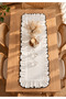 WHITE Table Runner WITH FRINGE, SMALL SIZE 40X110 CM WITH BLACK BORDER - 3