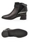 Women's Black Genuine Leather Heeled Zip-Up Boots with Ankle Strap, Fleece-Lined Insulation 9783-1 - 5