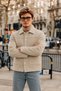 Men's Button-Front Melton Casual Cream Jacket - 5