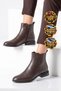 Women's Zip-Up, Fleece-Lined, Coffee-Colored Genuine Leather Boots 27492-1 - 3