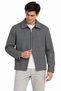 Men's Herringbone-Patterned Cashmere Shirt-Collar Jacket with Two-Way Zipper - Black - 3